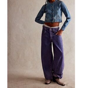 Free People Electric Feels Dropped Wide Leg Jeans in Purple